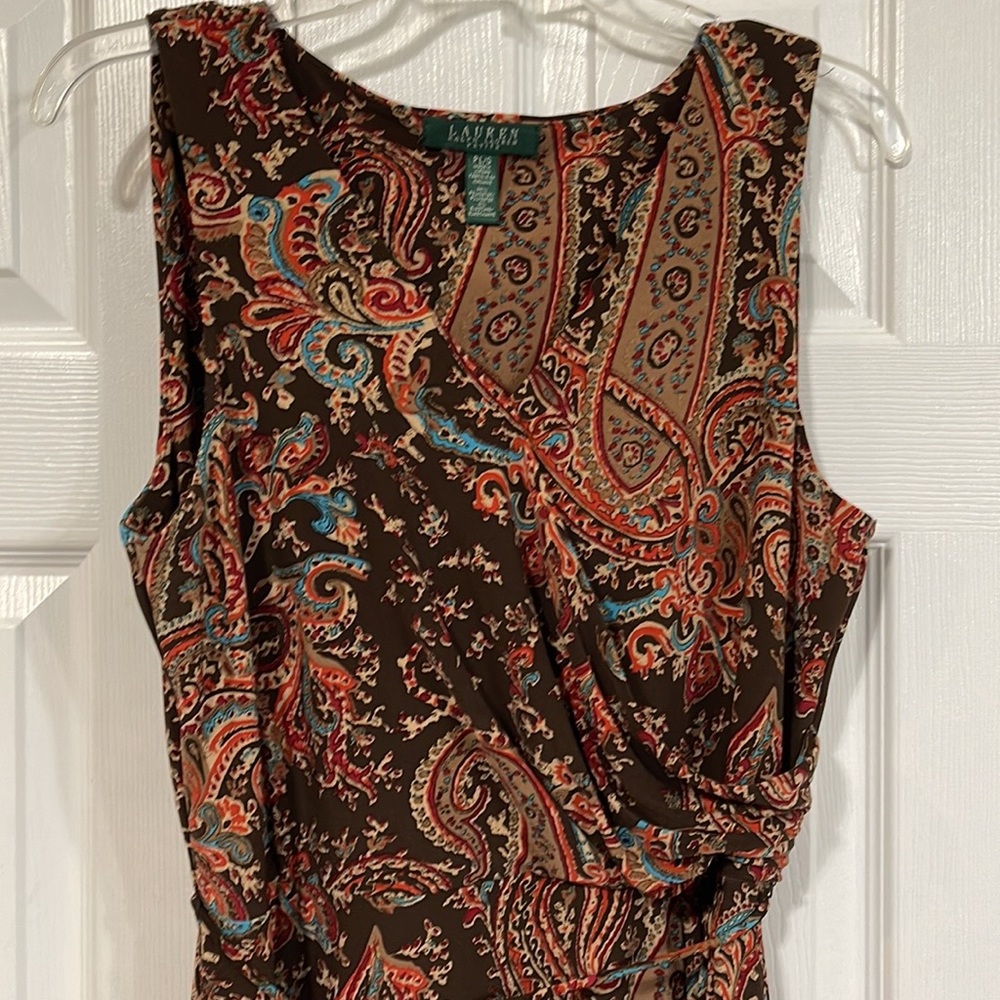 Adorable Ralph Lauren Size Large Petite Mock Wrapped Dress in paisley Print - Picture 5 of 6